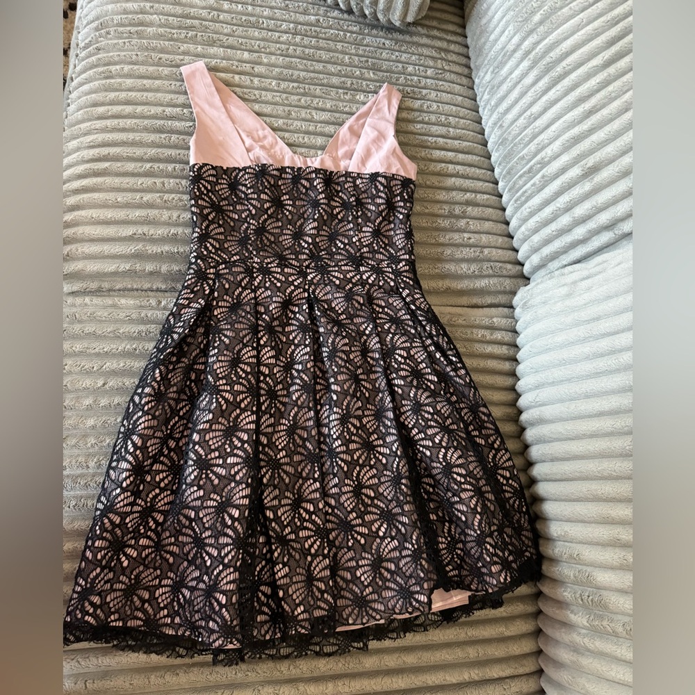 NWT- M Minuet Dress V back and front overlay crochet